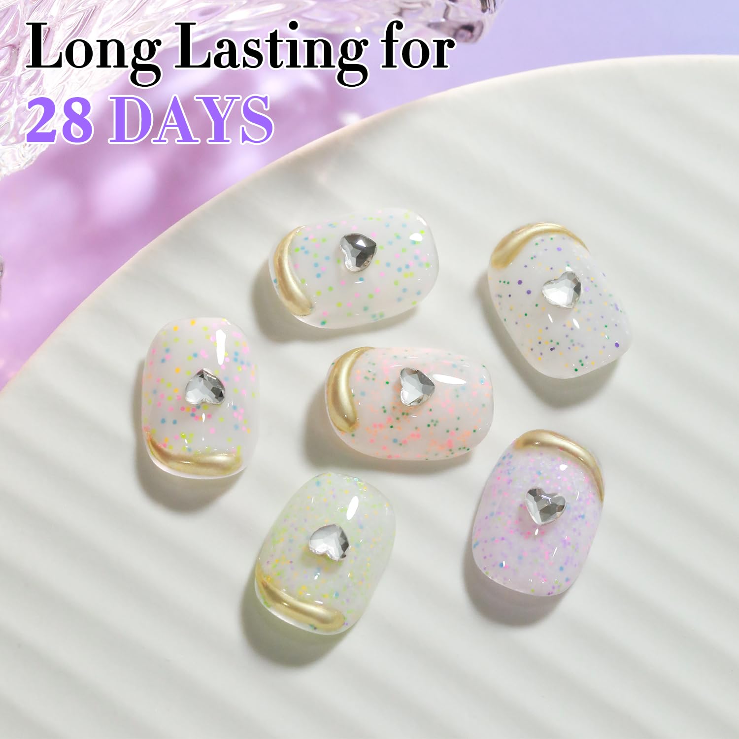 Glimmering nails achieved with Double Rhythm glitter gel polish