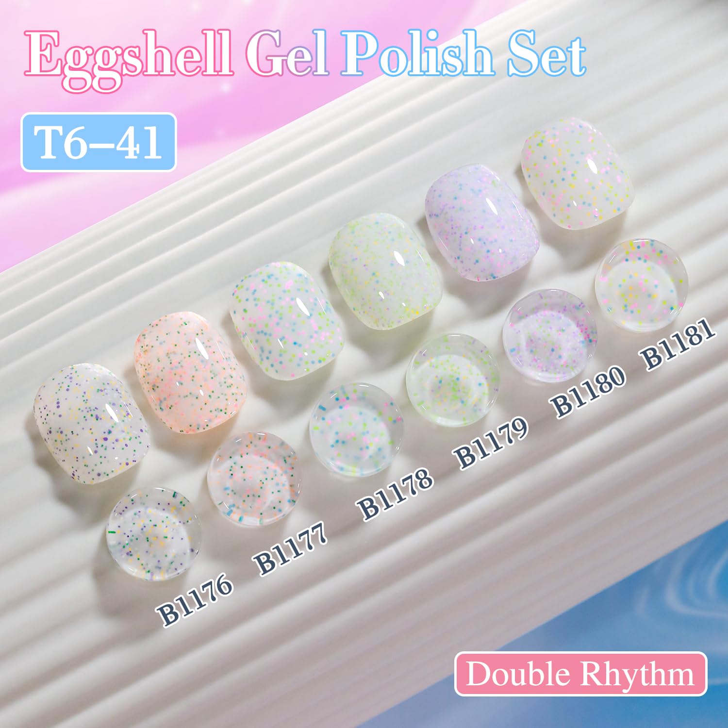 Six color bottles arranged for a salon-ready manicure look