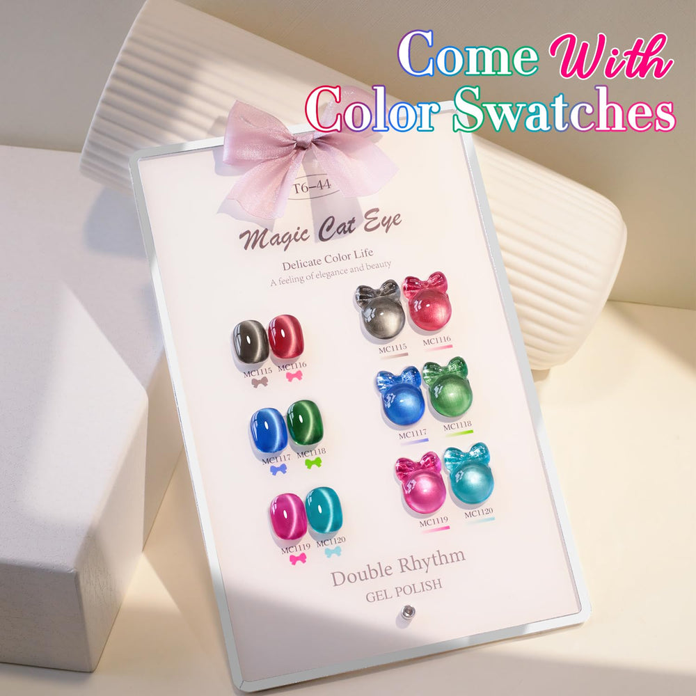 Double Rhythm glitter gel polish with rich shimmer and holo reflections.