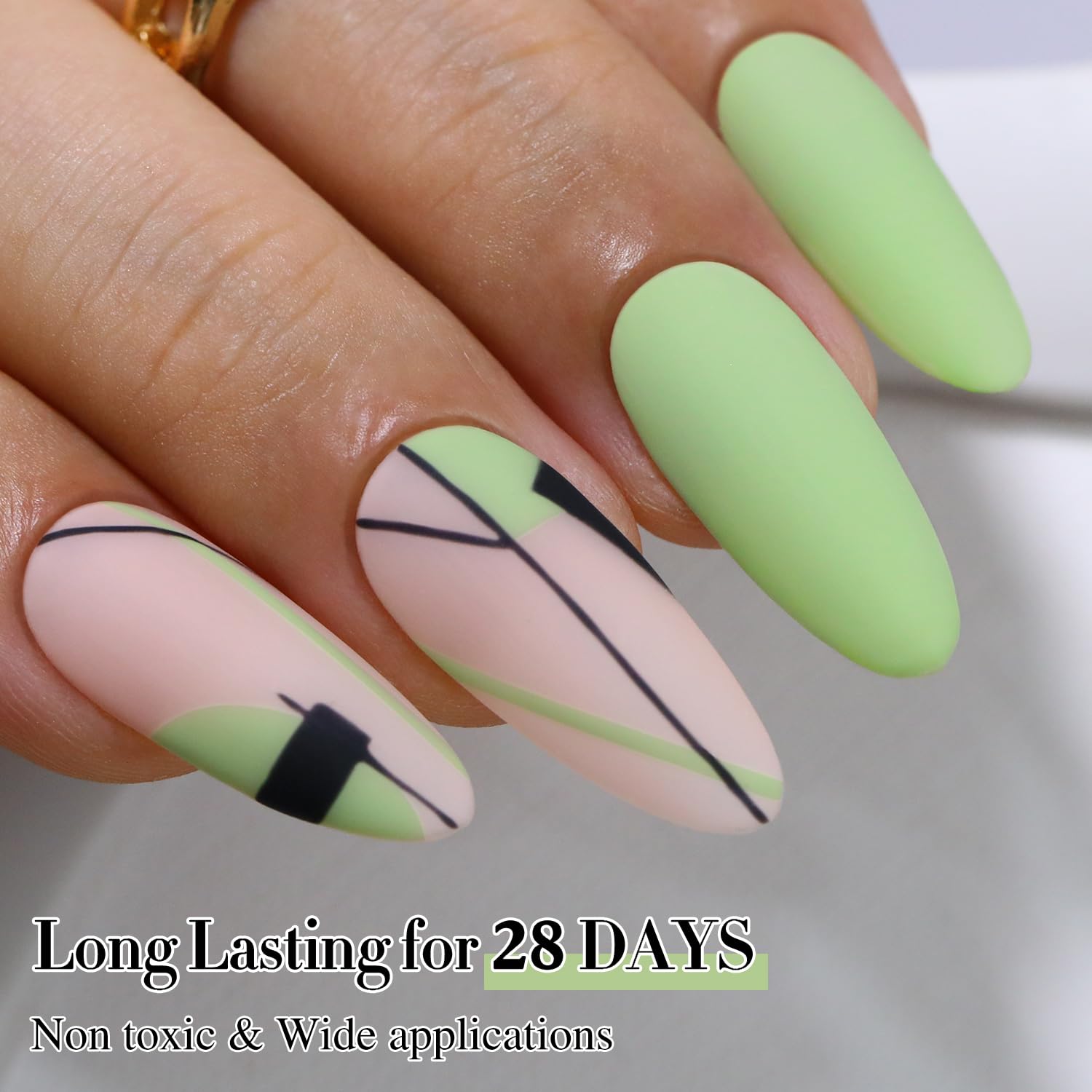 Nails with high gloss finish after UV/LED cure.