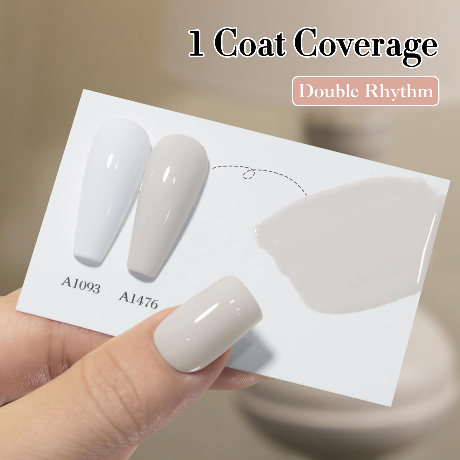 Double Rhythm high gloss finish highlights long wear on natural nails.