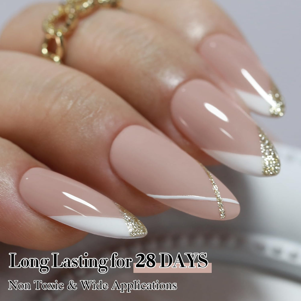 Double Rhythm high gloss finish on milky khaki nails.