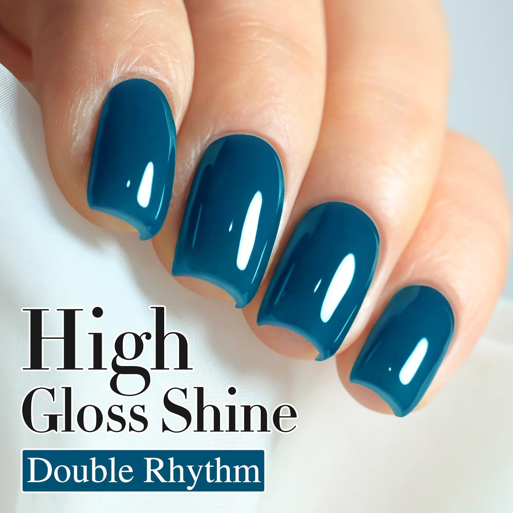 Double Rhythm blue A1458 high-gloss finish enhances nails with durability