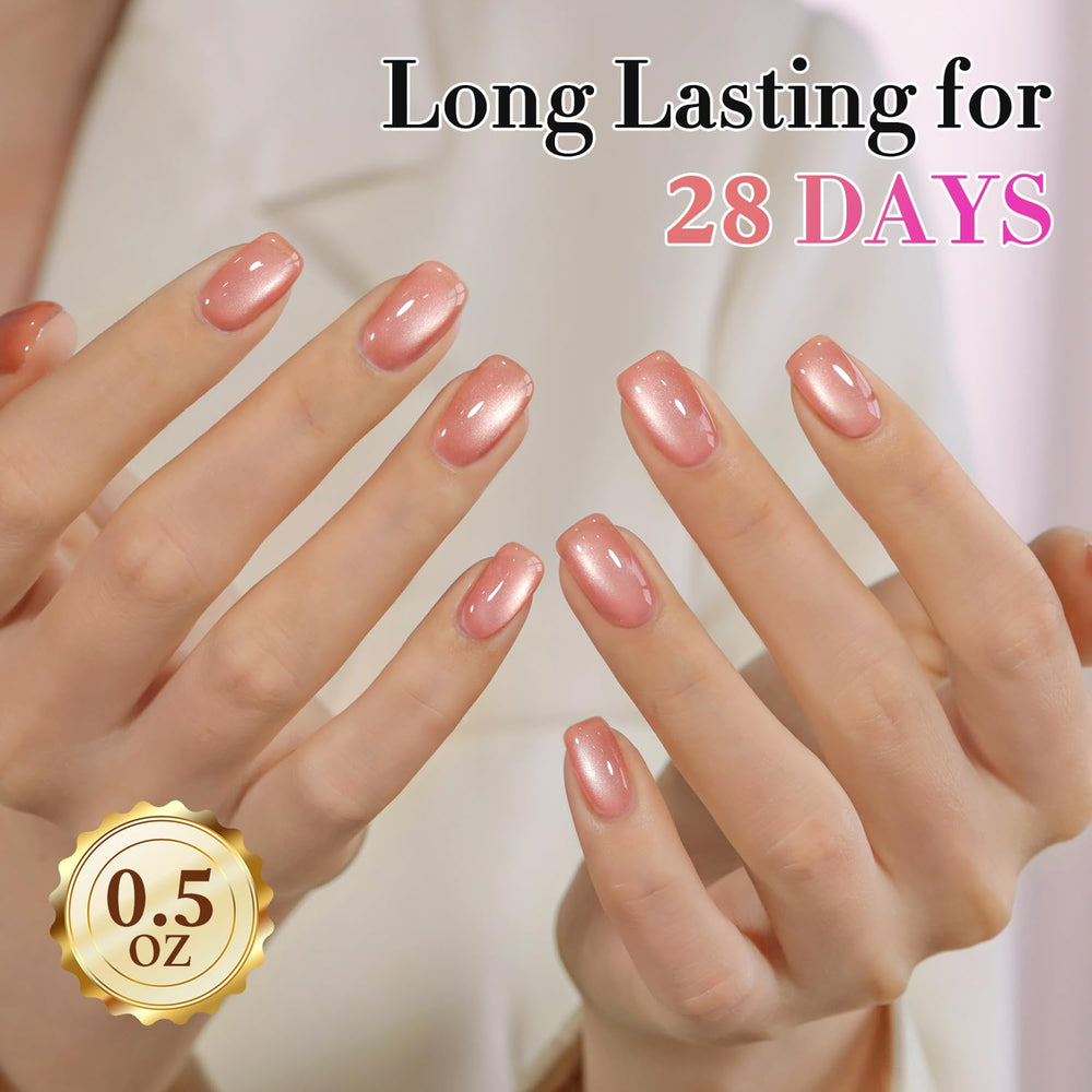 Double Rhythm holographic glitter gel adds prism shine to manicure.