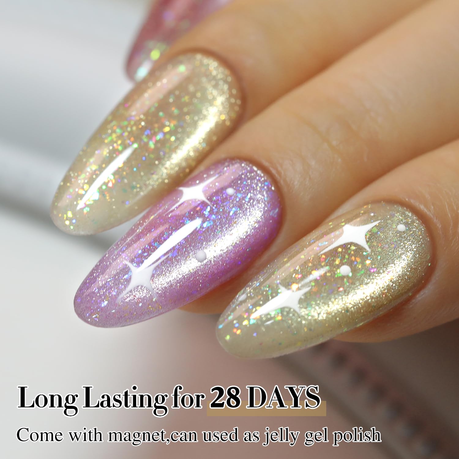 Double Rhythm holographic glitter jelly polish close-up highlighting shimmering finish