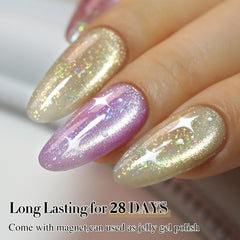 Double Rhythm holographic glitter jelly polish close-up highlighting shimmering finish