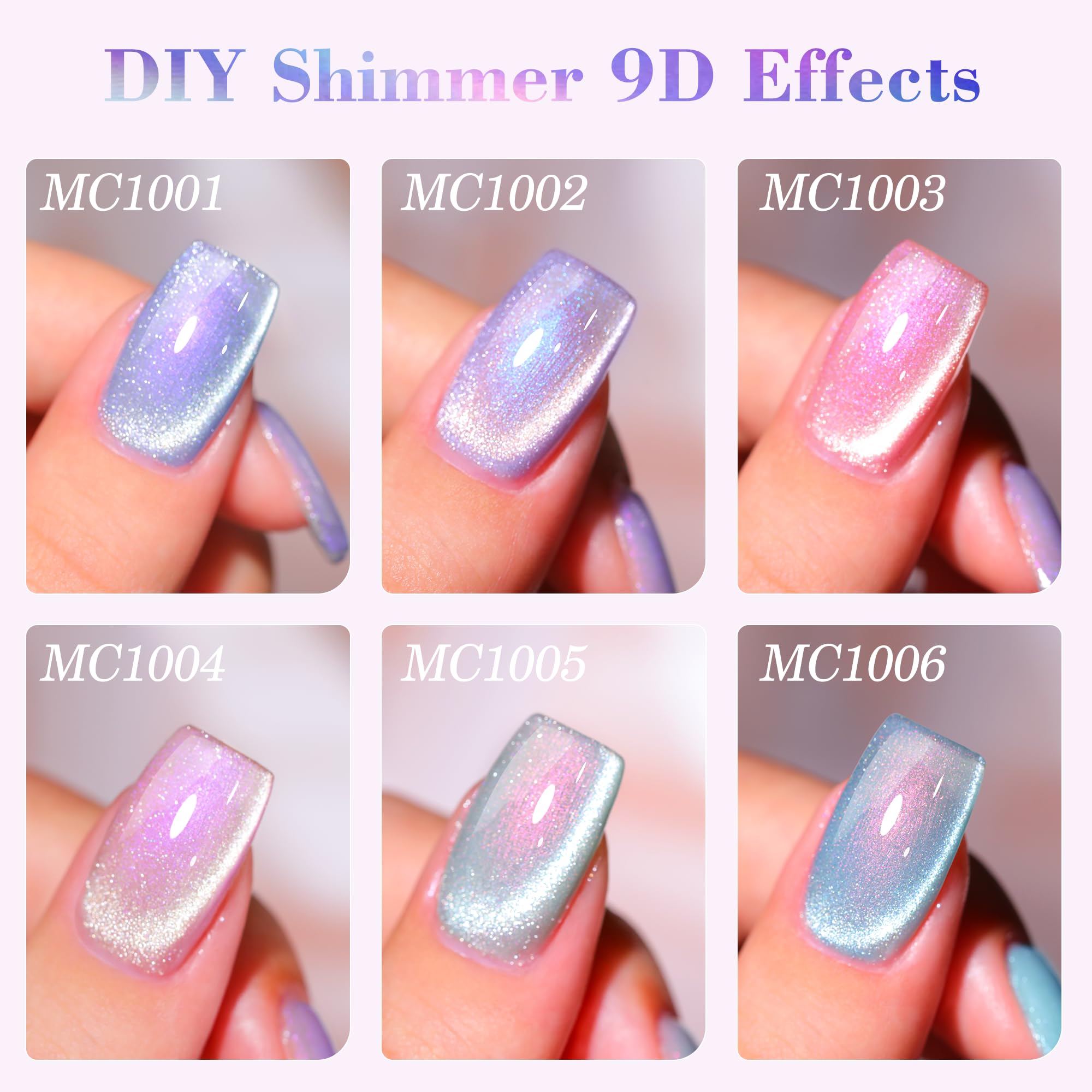 Double Rhythm holographic reflective finish adds depth to nails.