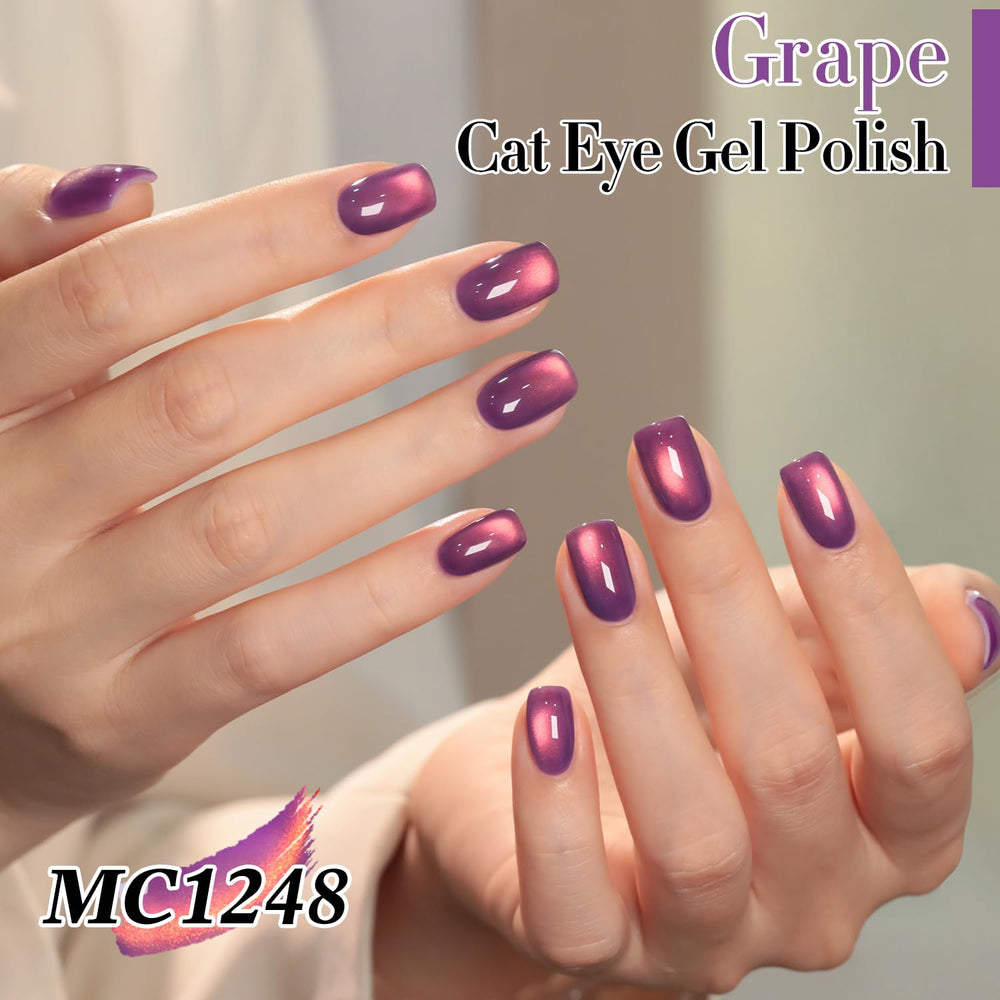 Holographic shimmer over base color demonstrating adjustable cat eye effect