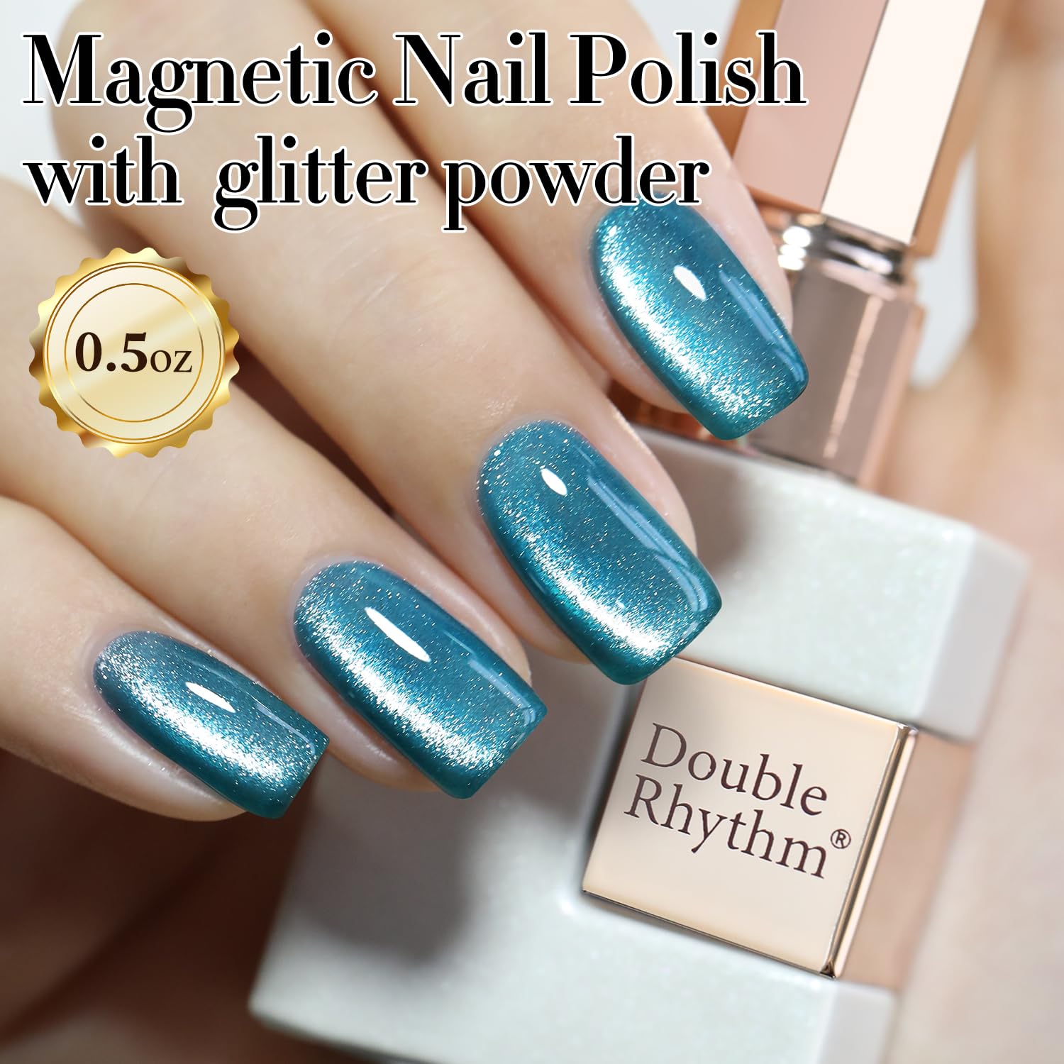 Double Rhythm holographic teal glitter swatch highlighting luminous, multi-dimensional shine
