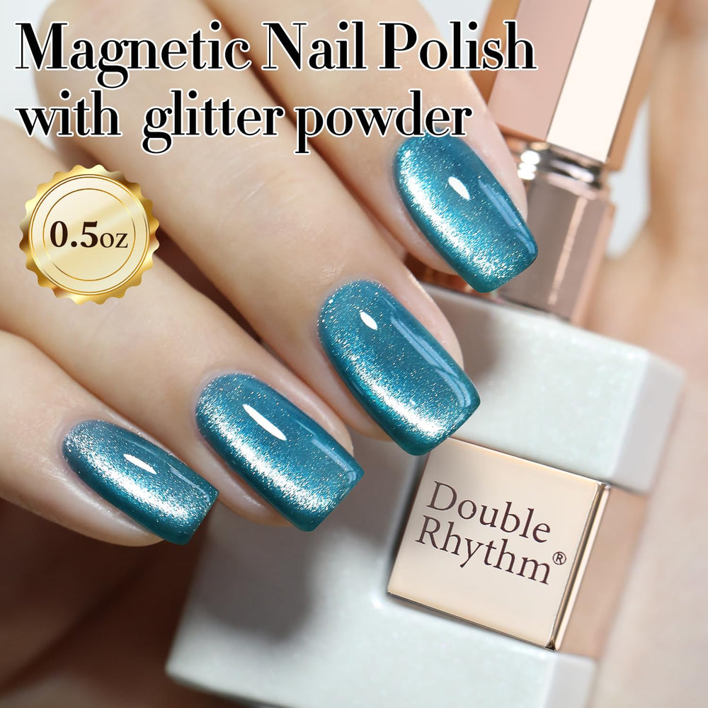 Double Rhythm holographic teal glitter swatch highlighting luminous, multi-dimensional shine