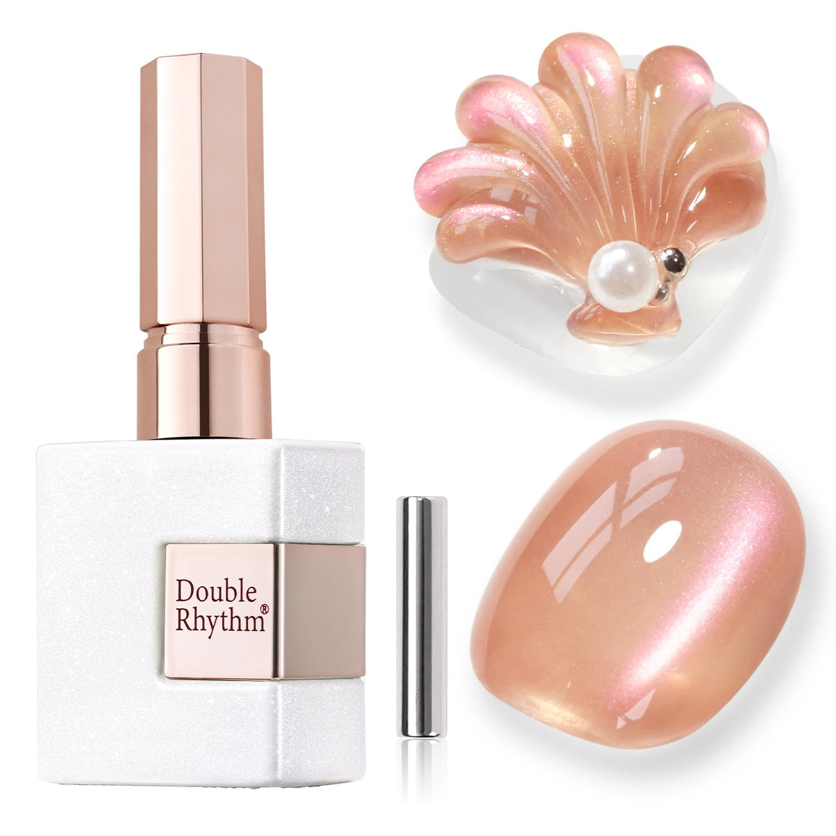 Double Rhythm Ice Glass cat eye polish bottle close-up highlighting shimmer