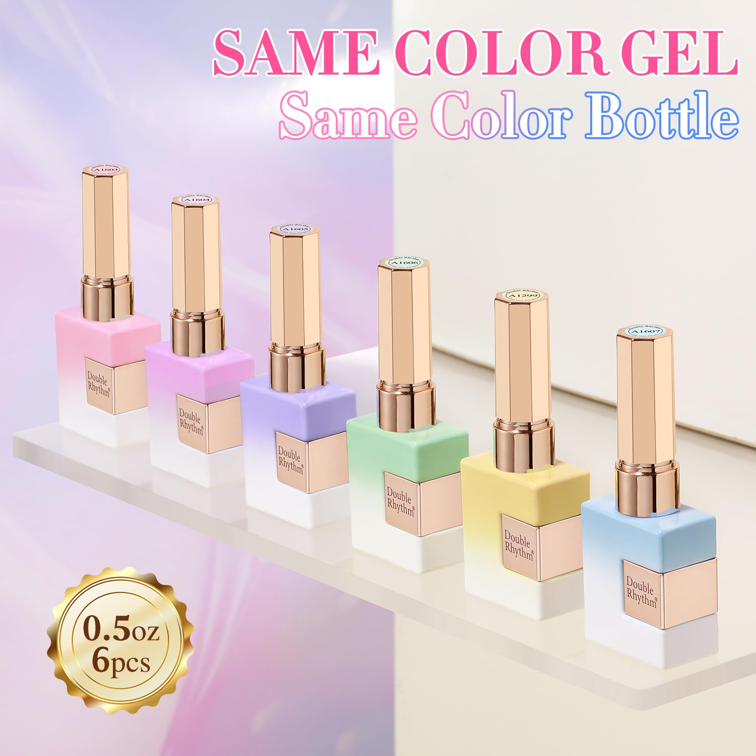 Double Rhythm jelly blue gel polish bottle delivers glossy finish.