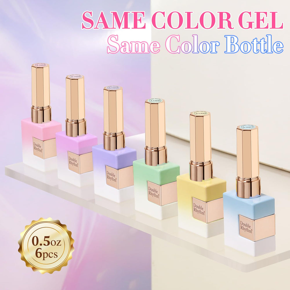 Double Rhythm jelly blue gel polish bottle delivers glossy finish.