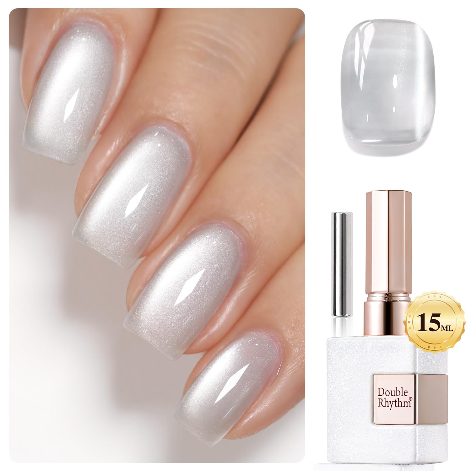 Double Rhythm Jelly Cat Eye bottle closeup with magnetic shimmer for stylish nails.
