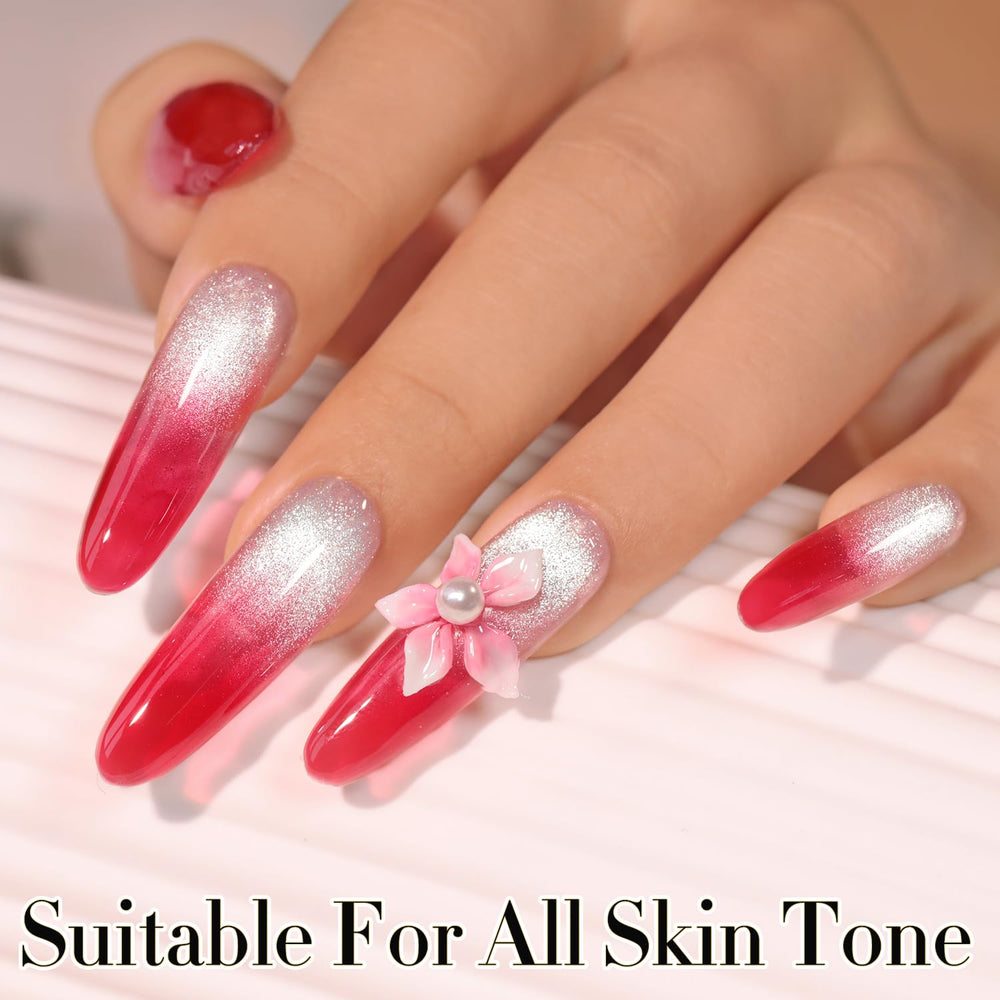 Double Rhythm jelly gel polish on nail demonstrates layering for effects.