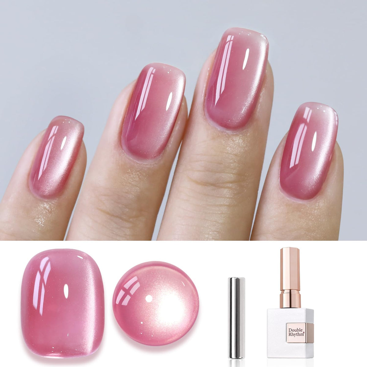 Double Rhythm Jelly Glass Cat Eye Pink MC1105 hero for at-home salon-quality nails.