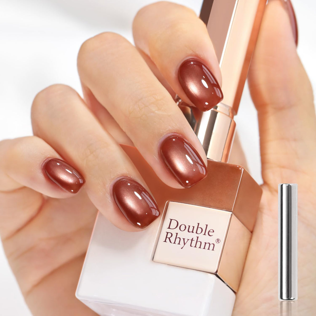 Double Rhythm Jelly Glass Cat Eye Polish bottle with magnet for shimmering nails