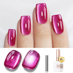 Double Rhythm Jelly Glass Cat Eye Violet 15ml bottle shows magnetic shimmer for eye-catching nails.