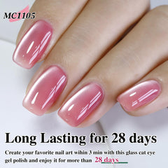 Double Rhythm jelly-glass pink closeup shows translucent base with holographic shimmer.