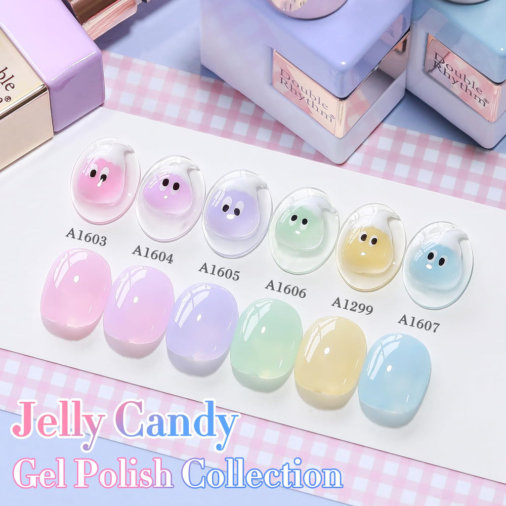 Double Rhythm jelly purple gel polish bottle offers bold manicure color.