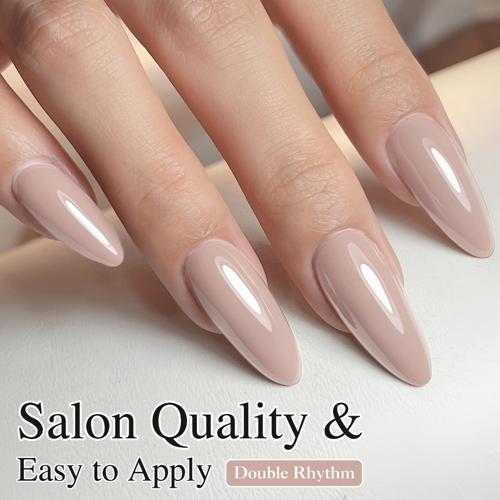 Double Rhythm label details for milky khaki shade color name and instructions.