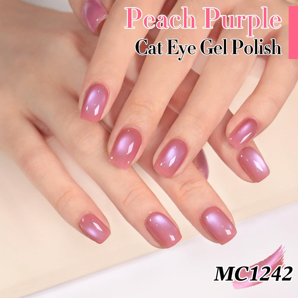 Double Rhythm Lavender-Grape shade swatches reveal translucent shimmer on nails