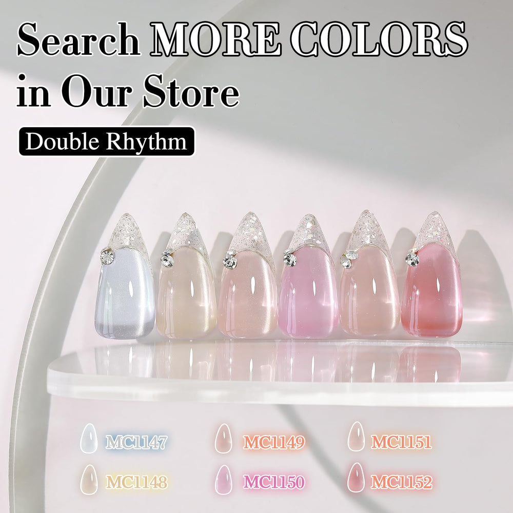Double Rhythm LED lamp curing cat eye polish for quick salon-like results.