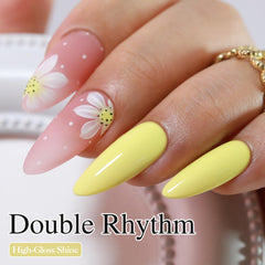 Double Rhythm light yellow bottle opened showing color sample