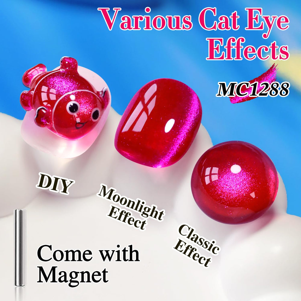 Double Rhythm magnet included enables magnetic cat eye shift for dramatic nail designs.