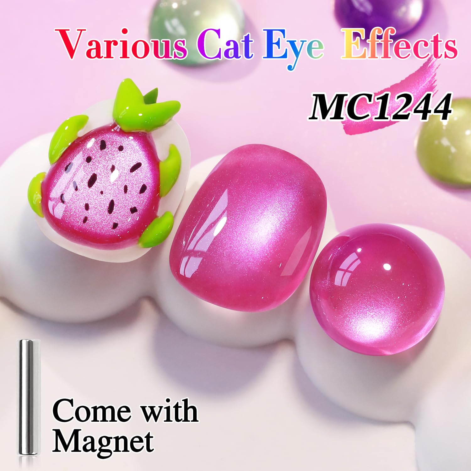 Double Rhythm magnetized cat-eye polish showcases shifting tones under a magnet.