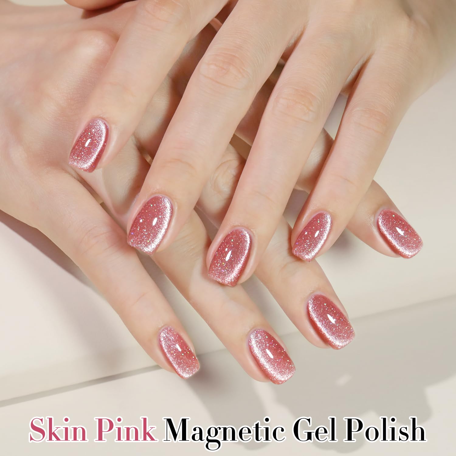 Double Rhythm magnetic glitter gel polish showing holographic shimmer effect