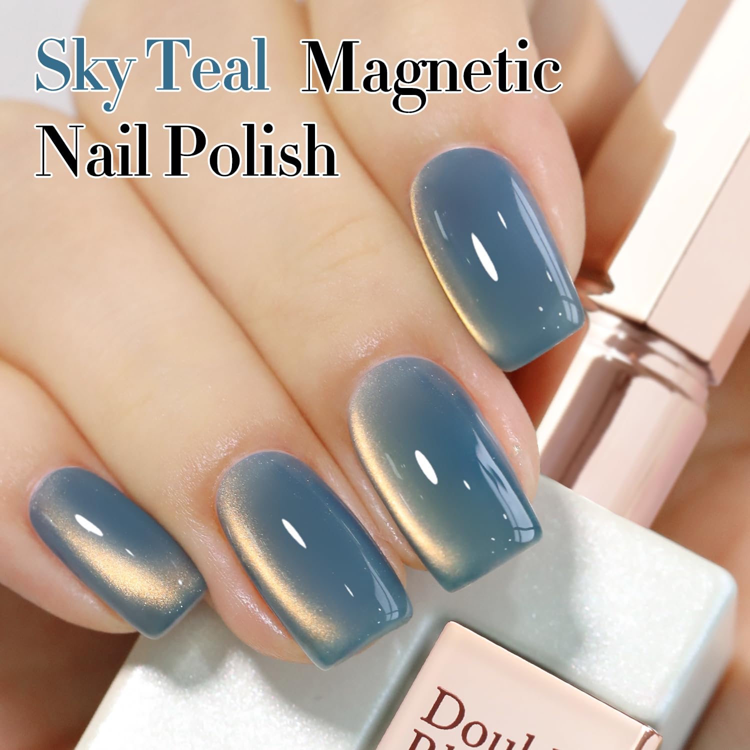 Double Rhythm magnetic holographic glitter adds depth and sparkle to nails.