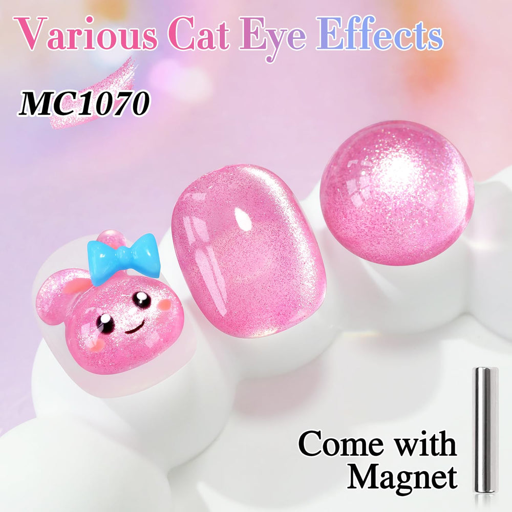 Double Rhythm magnetic nail polish pink glitter enhances DIY home manicure.