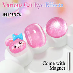 Double Rhythm magnetic nail polish pink glitter enhances DIY home manicure.