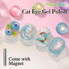 Double Rhythm magnetic gel polish swatch shows shifting cat-eye effect.