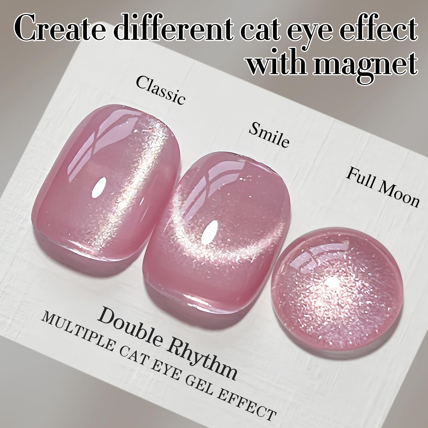 Close-up of magnet effect on Double Rhythm polish creating color shift for nail art