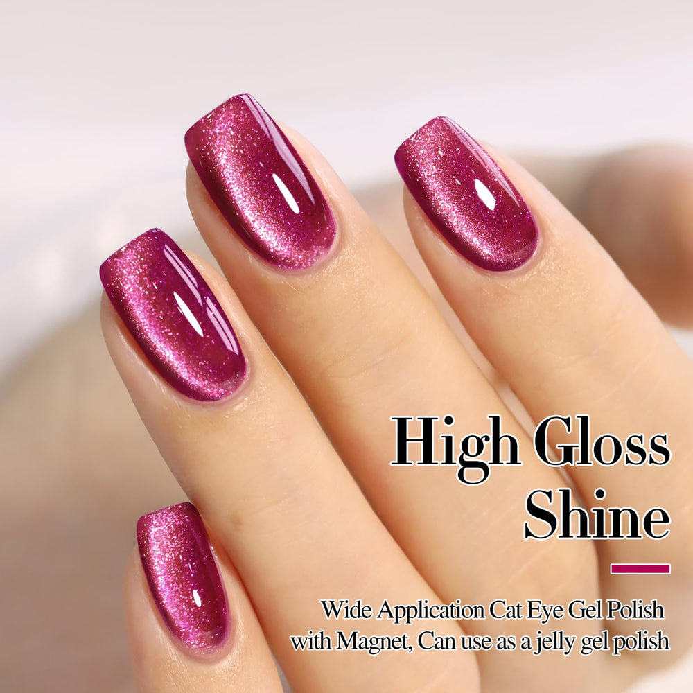 Double Rhythm magnetic tool demonstrates cat-eye effect on nails.