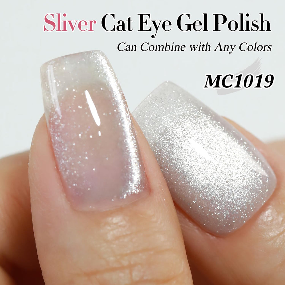 Double Rhythm magnetic tool creates shifting cat eye effects on the nail.