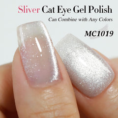 Double Rhythm magnetic tool creates shifting cat eye effects on the nail.
