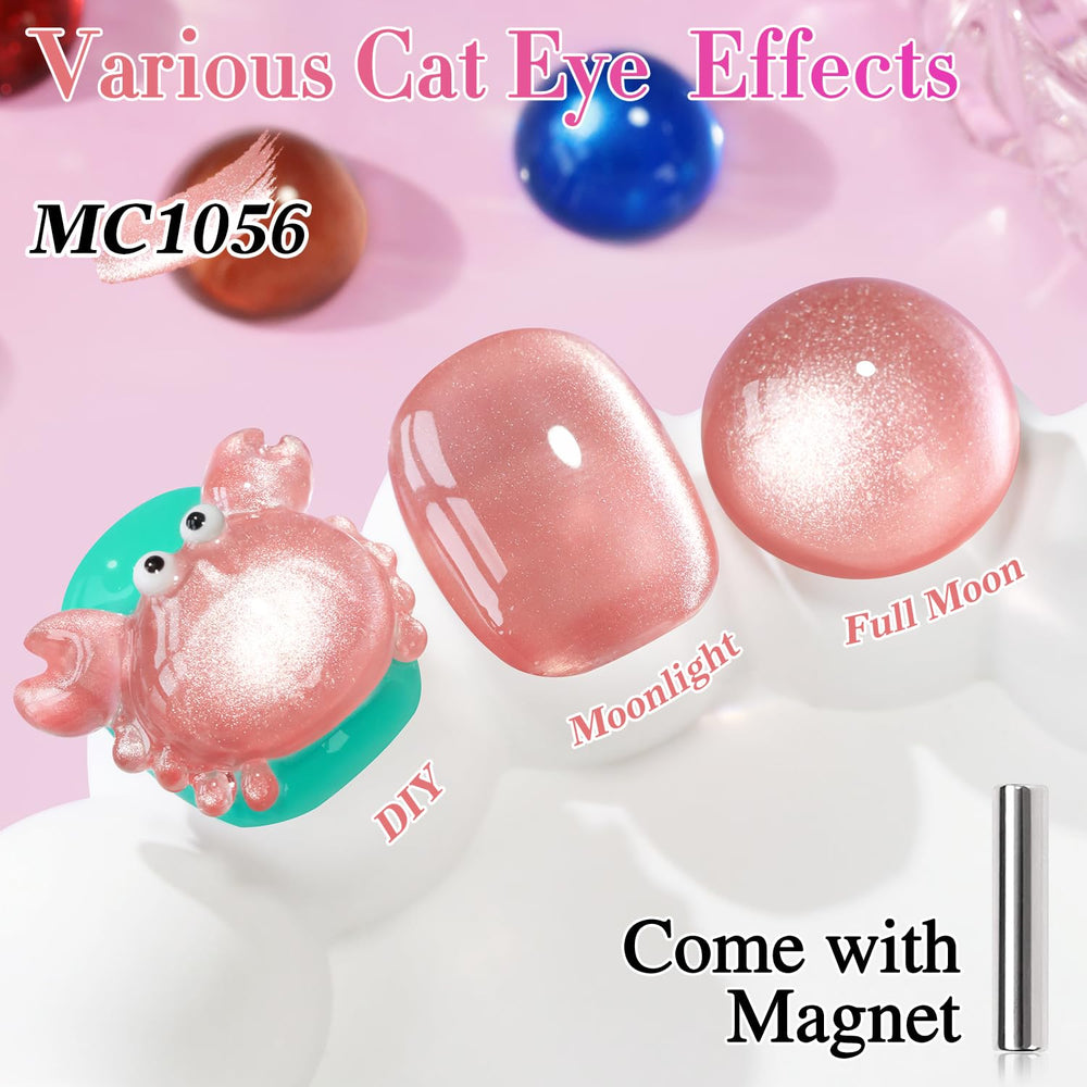 Double Rhythm magnetic tool creating cat-eye patterns on nails.