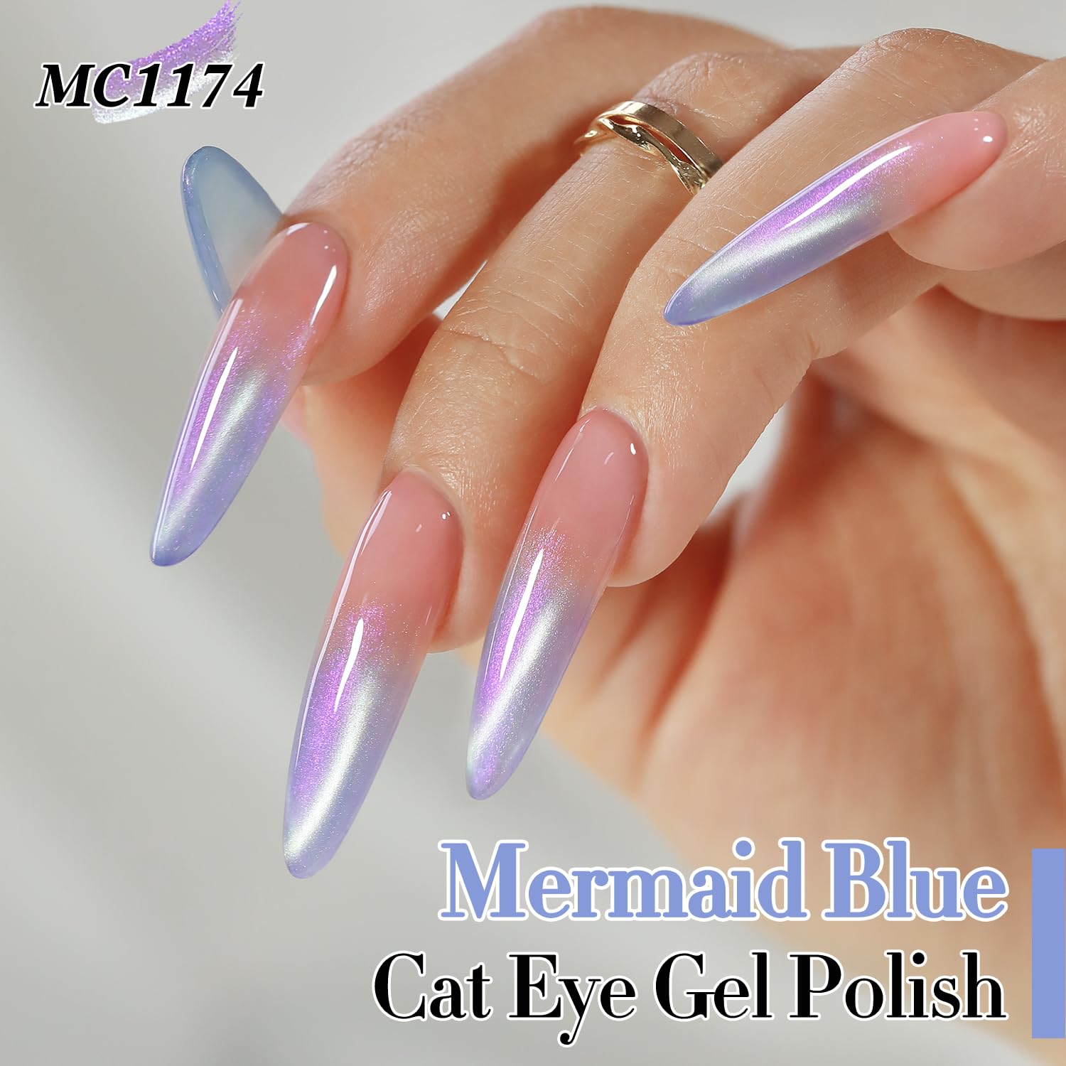 Double Rhythm Mermaid Blue holographic glitter gel for eye-catching nail art.