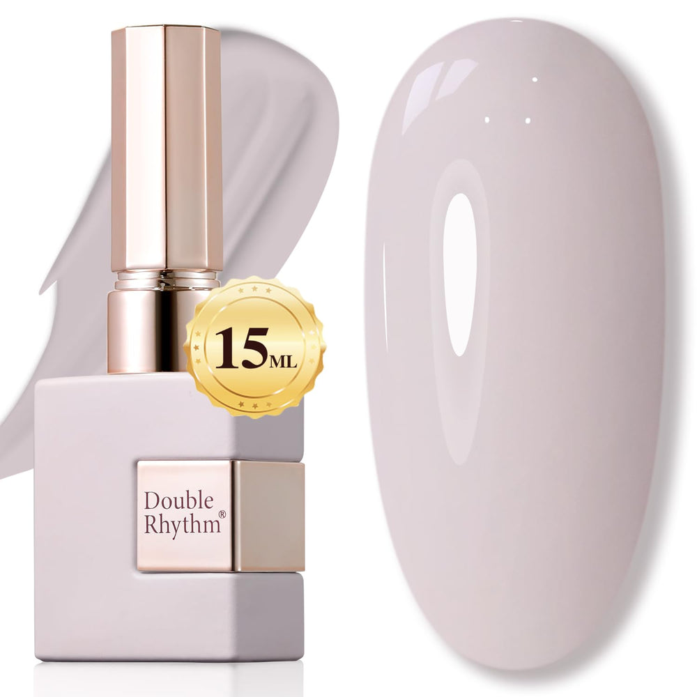 Double Rhythm milky gray gel polish bottle showing even color and ease of use.