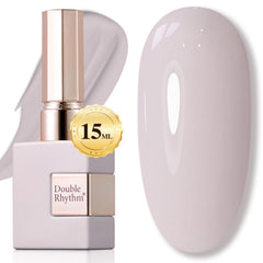 Double Rhythm milky gray gel polish bottle showing even color and ease of use.