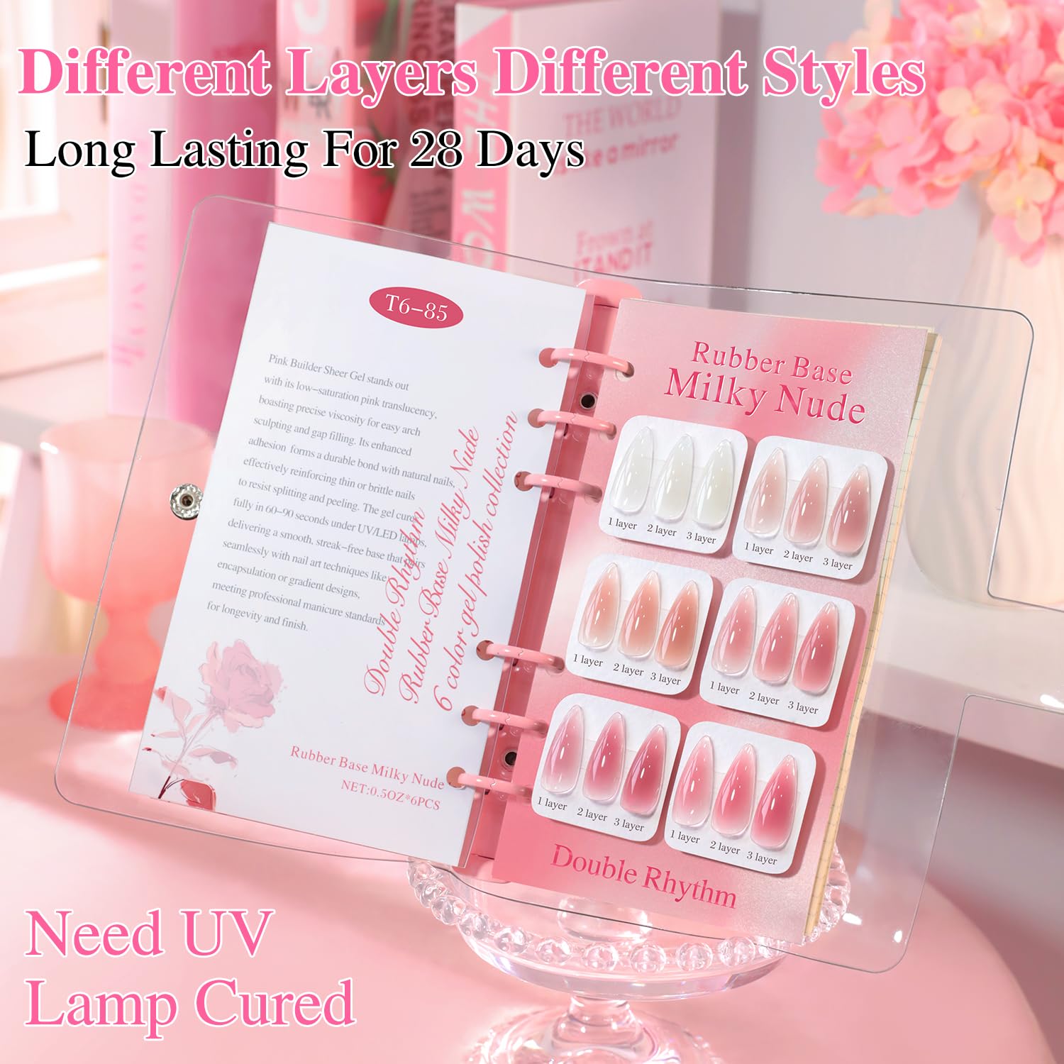 Double Rhythm milky nude pink under UV LED curing demonstrates quick-dry process