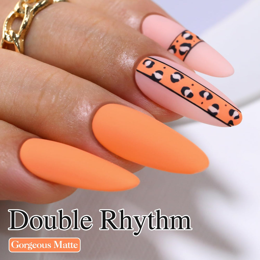 Double Rhythm Milky Orange gel polish brush applies a smooth finish.