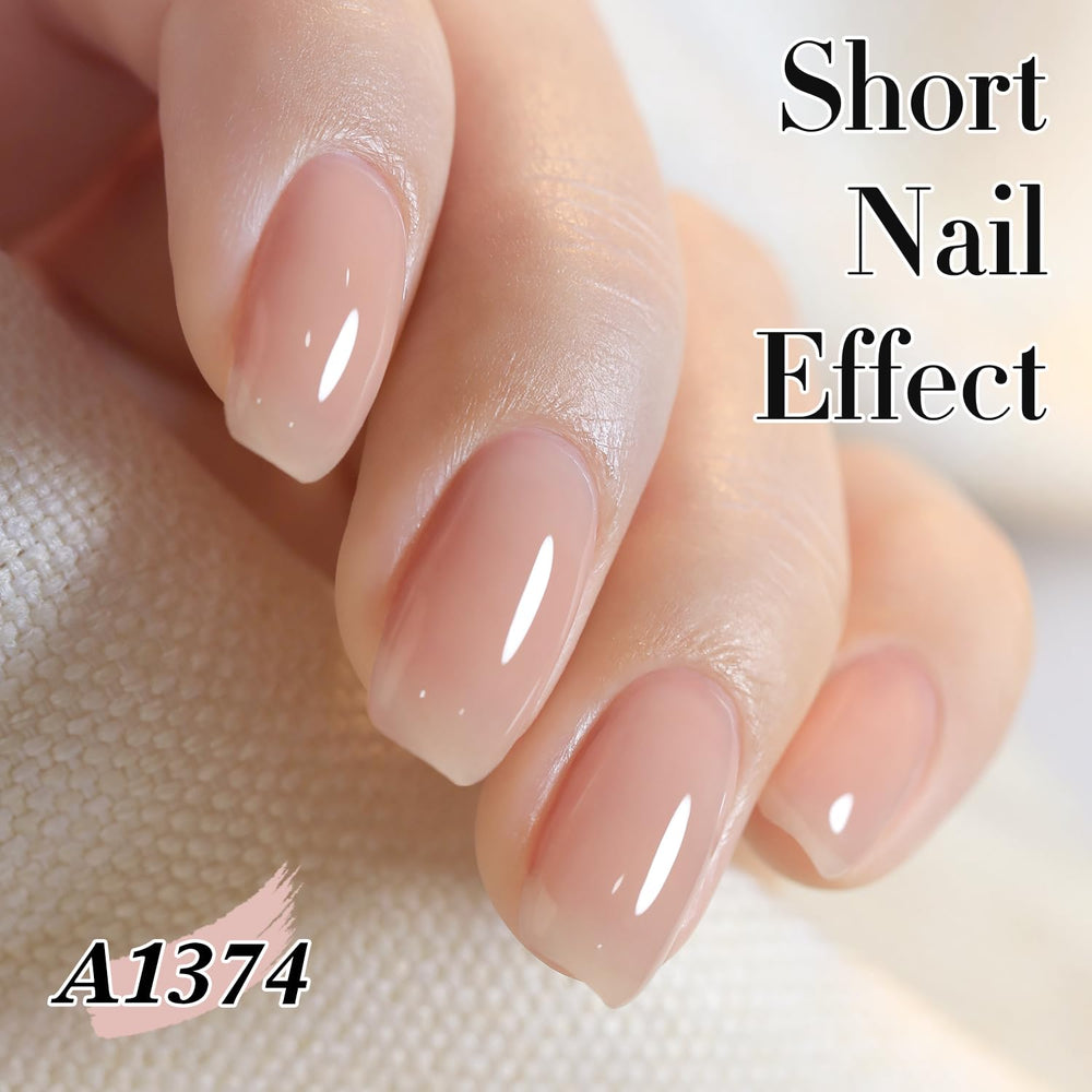 Double Rhythm milky pink bottle close-up highlighting jelly polish color