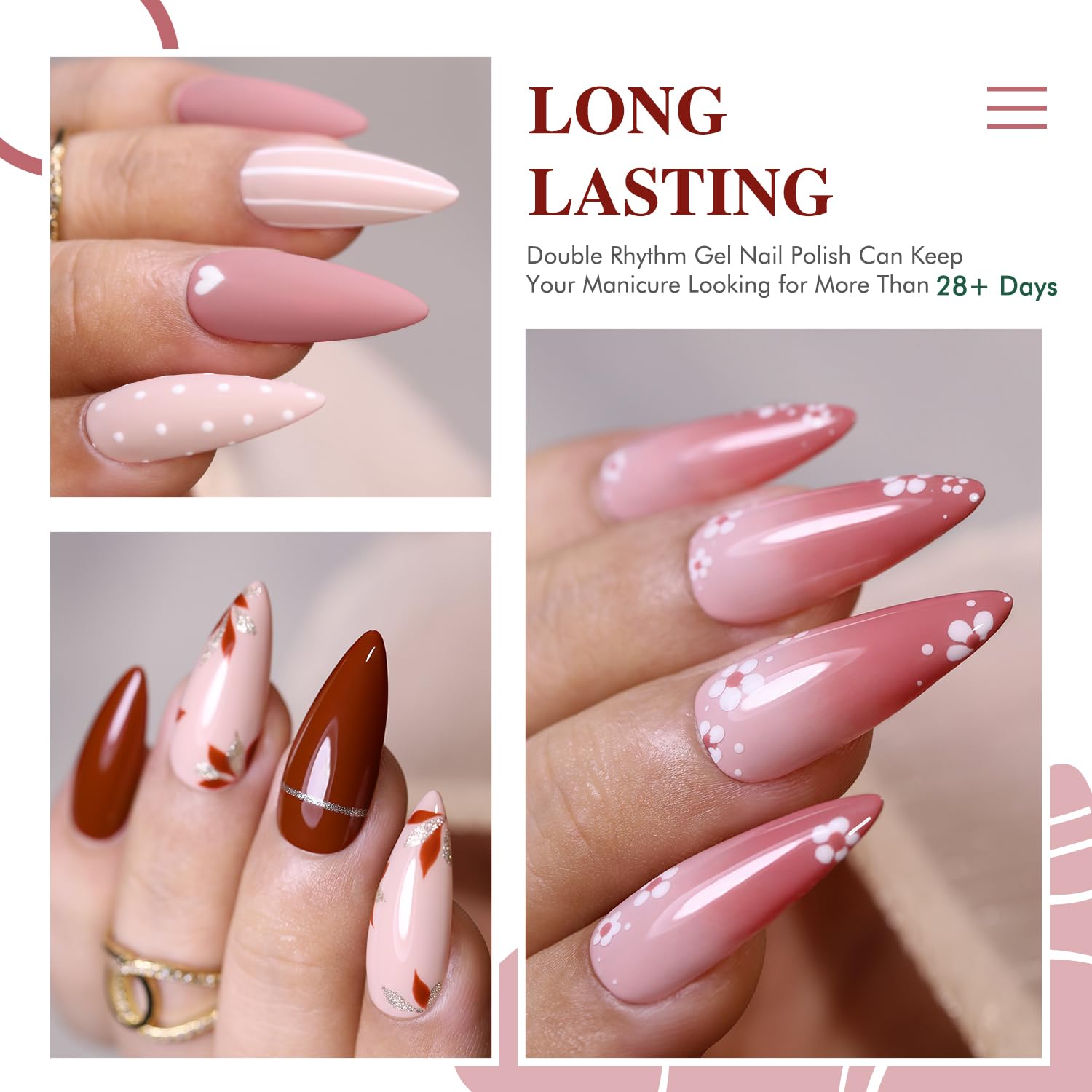 Double Rhythm milky pink polish with smooth, high-shine finish.