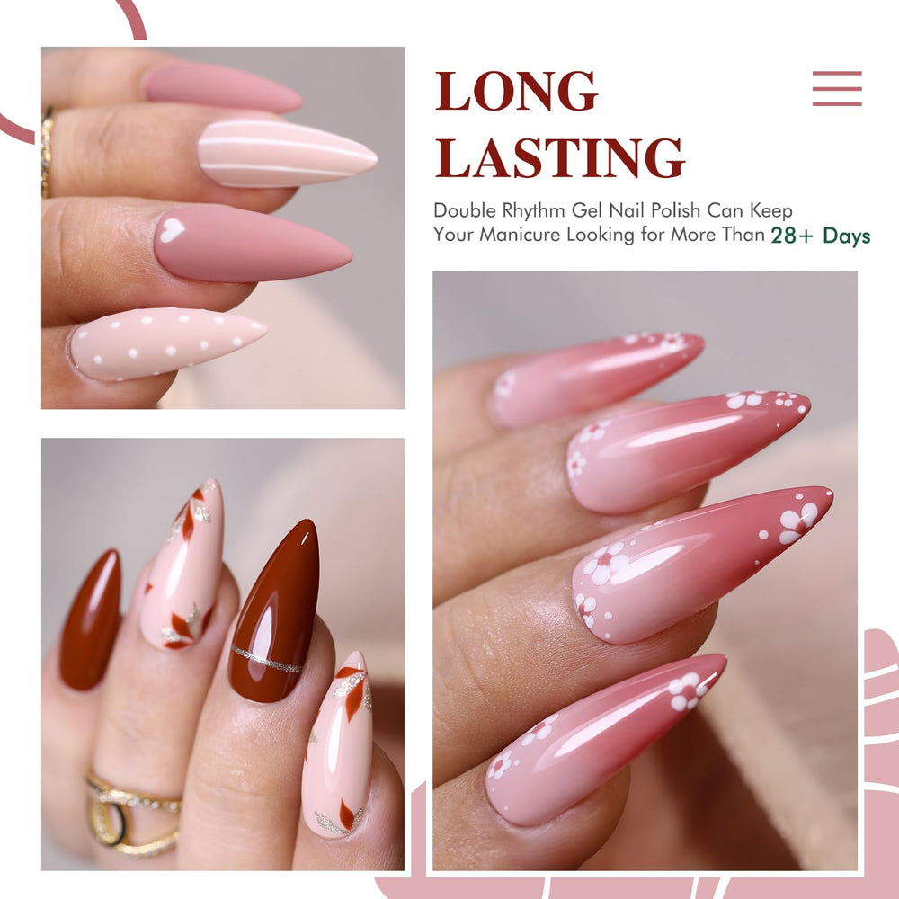 Double Rhythm milky pink polish with smooth, high-shine finish.