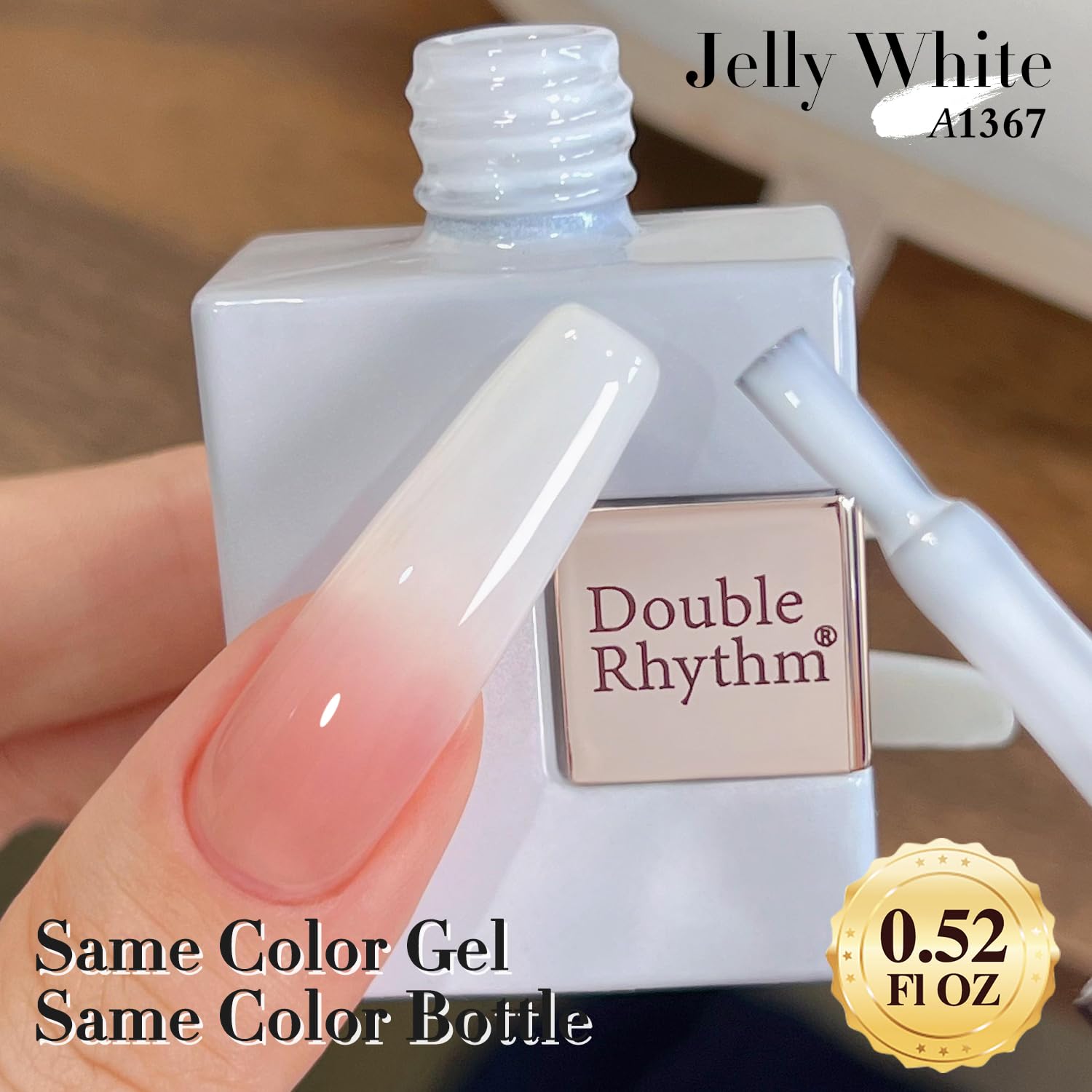 Double Rhythm cures under UV/LED in 60–120 seconds for salon-like results.