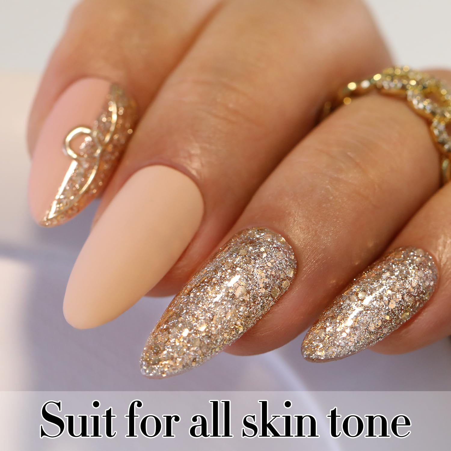 Bottle and brush prepared for precise Double Rhythm glitter polish application.